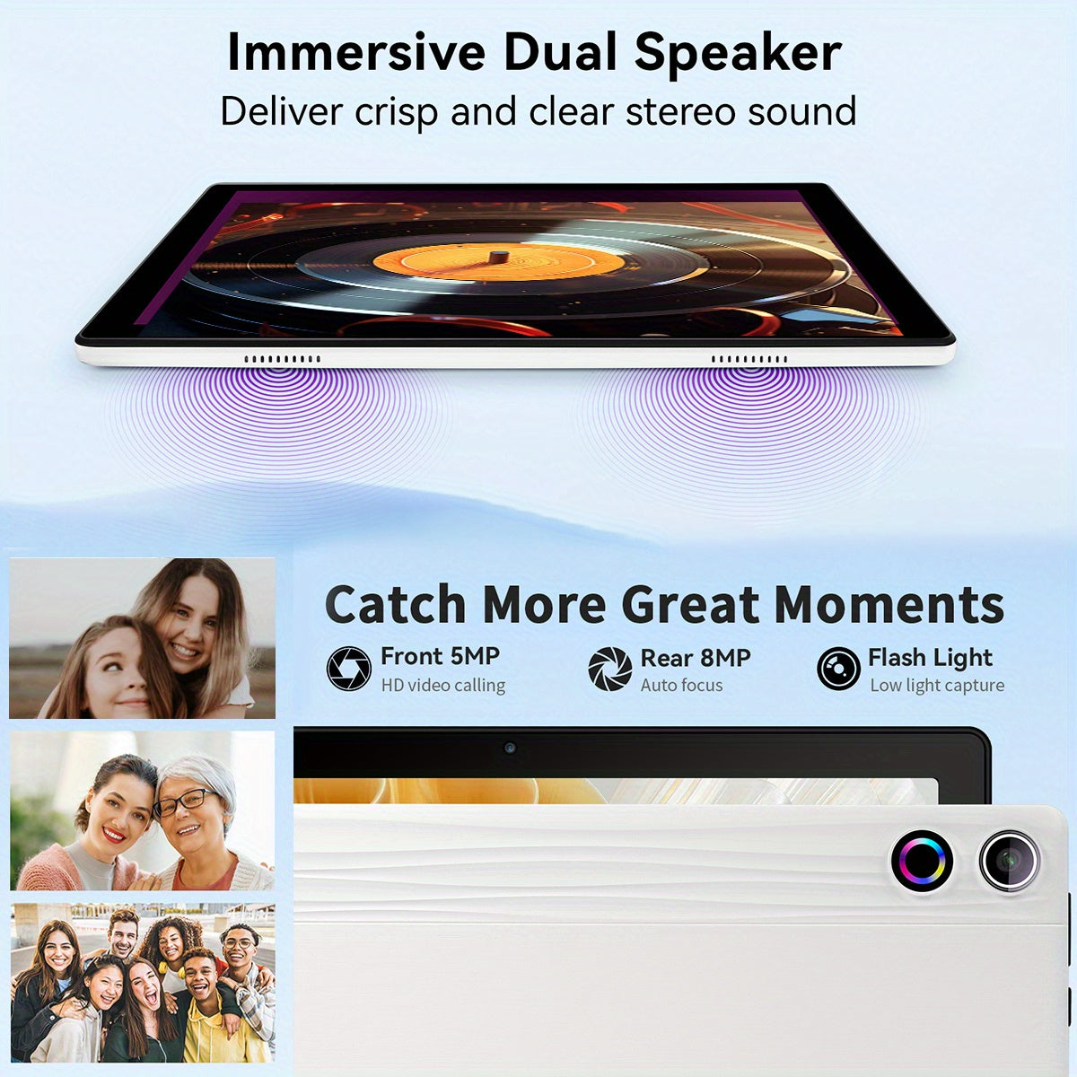 AEEZO Face Recognition Supported 2-in-1 Tablet With Wireless Keyboard, 10.1-inch, Android 14 Tablet, Octa-Core, 10GB RAM (3 7), 64GB Storage, 1TB TF Expansion, 1280x800 HD, 5, 000mAh, Dual Cameras (5MP 8MP), With Wired Headset, Wireless Mouse, Keyboard,
