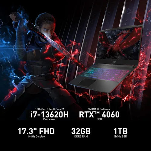 MSI Katana 17.3" Gaming Laptop,Intel Core i7-13620H,GeForce RTX 4060,64GB RAM,4TB SSD,Windows 11 Home,with Gaming Mouse