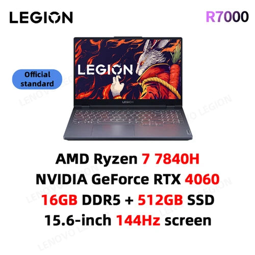 2024 Lenovo Legion R7000 E-sports Gaming Laptop AMD R7-7840H 16G/32G RAM 512G/1T SSD RTX4060 15.6inch 144Hz Game Notebook PC