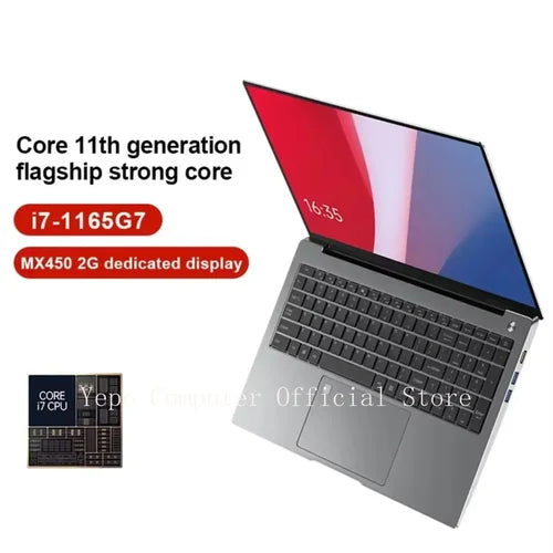 Yepo New Laptop Intel Core i7 Windows 11 Pro 15.6" 2K HD Screen MX450 2G Independent Graphics Card Business office computer