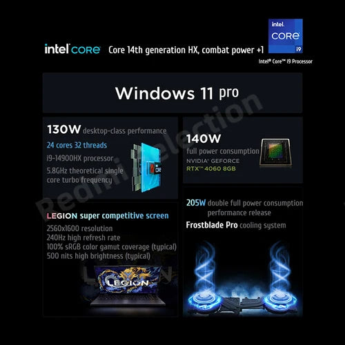 Lenovo Legion Y9000P 2024 E-sports Gaming Laptop Intel Core i9-14900HX RTX 4060/RTX 4090 16 inch 2.5K 240Hz Game Notebook PC