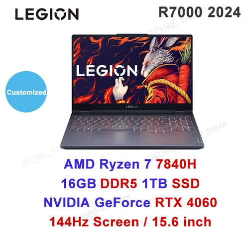 2024 Lenovo Legion R7000 E-sports Gaming Laptop AMD R7-7840H 16G/32G RAM 512G/1T SSD RTX4060 15.6inch 144Hz Game Notebook PC