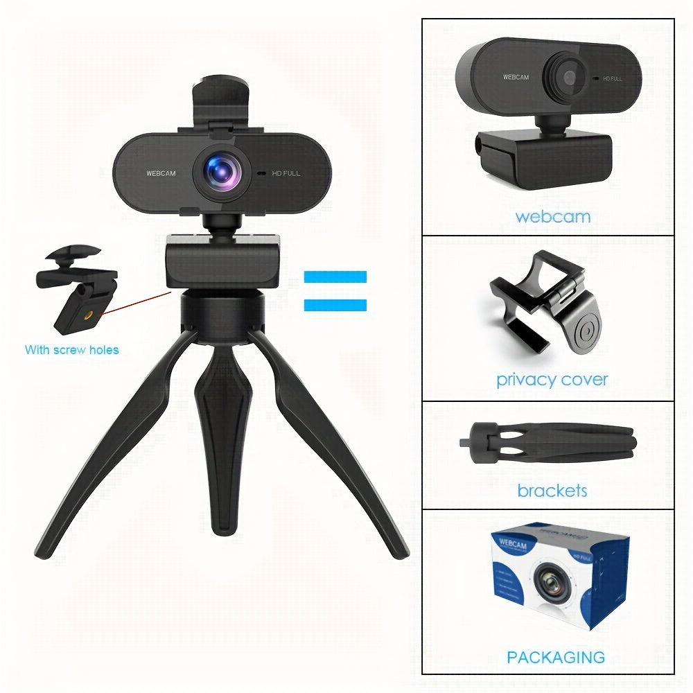 HD Full Web Camera with Microphone, USB Powered, Auto Exposure, Fixed Focus, Prime Lens