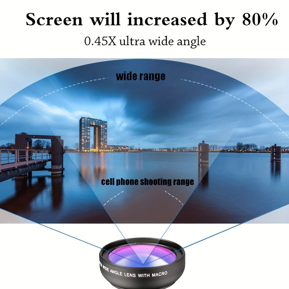 APEXEL 2-in-1 HD Smartphone Camera Lens Kit - Clip-On Wide Angle & Macro Lenses, Aluminum Alloy, Compatible with Most Phones, APEXEL