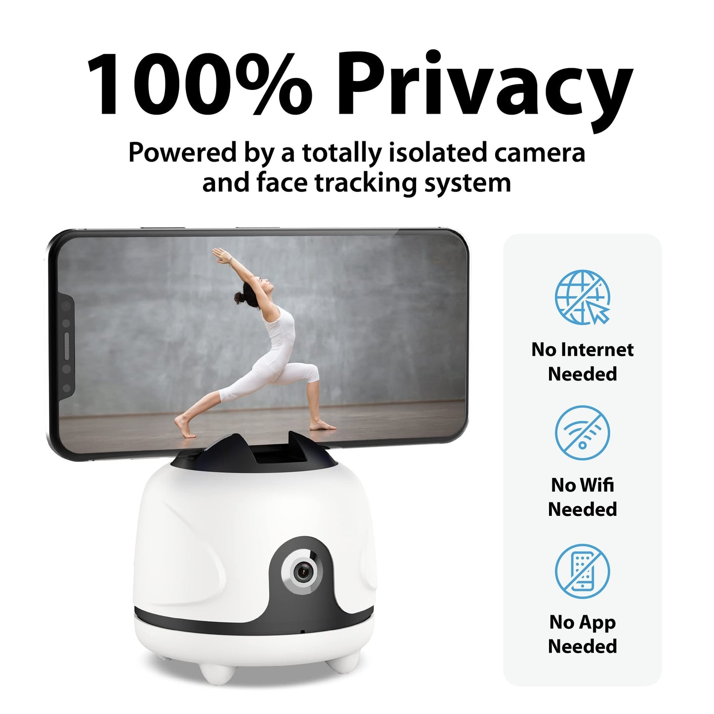 360° Auto-Rotating Face Tracking Tripod, USB Rechargeable Smart Phone Gimbal