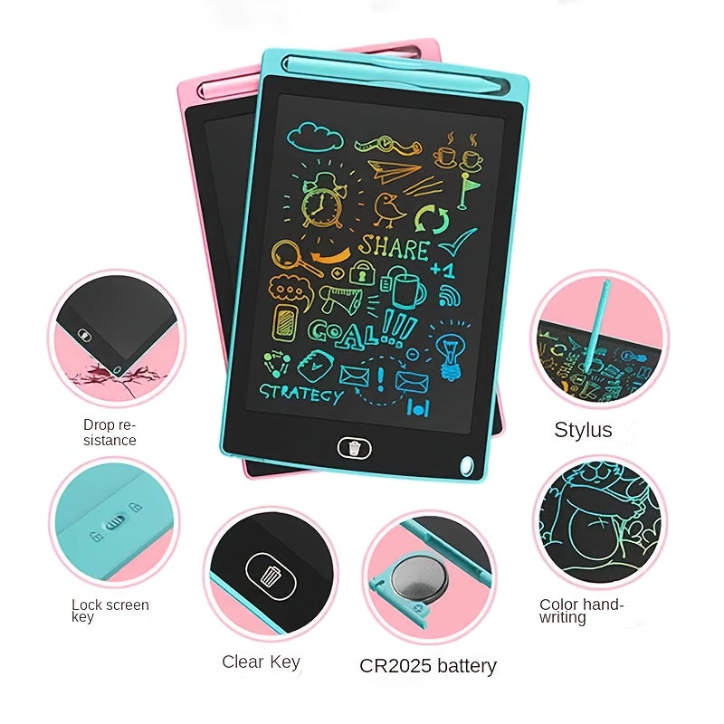 Youngsters' Erasable Drawing Board with Eye Protection - Reusable, No-Glare Color Doodle