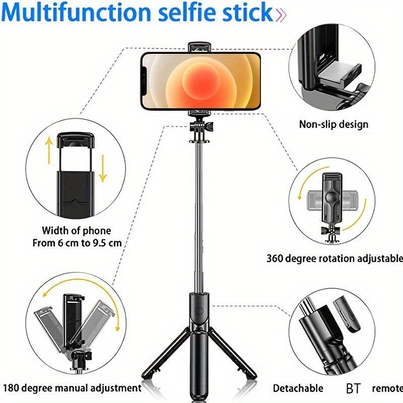 A Versatile Handheld Portable Travel Bracket With A Wireless Remote Control Fill Light, Suitable For Mobile Phone Selfie Sticks With BT, S03 Wireless Selfie Stick