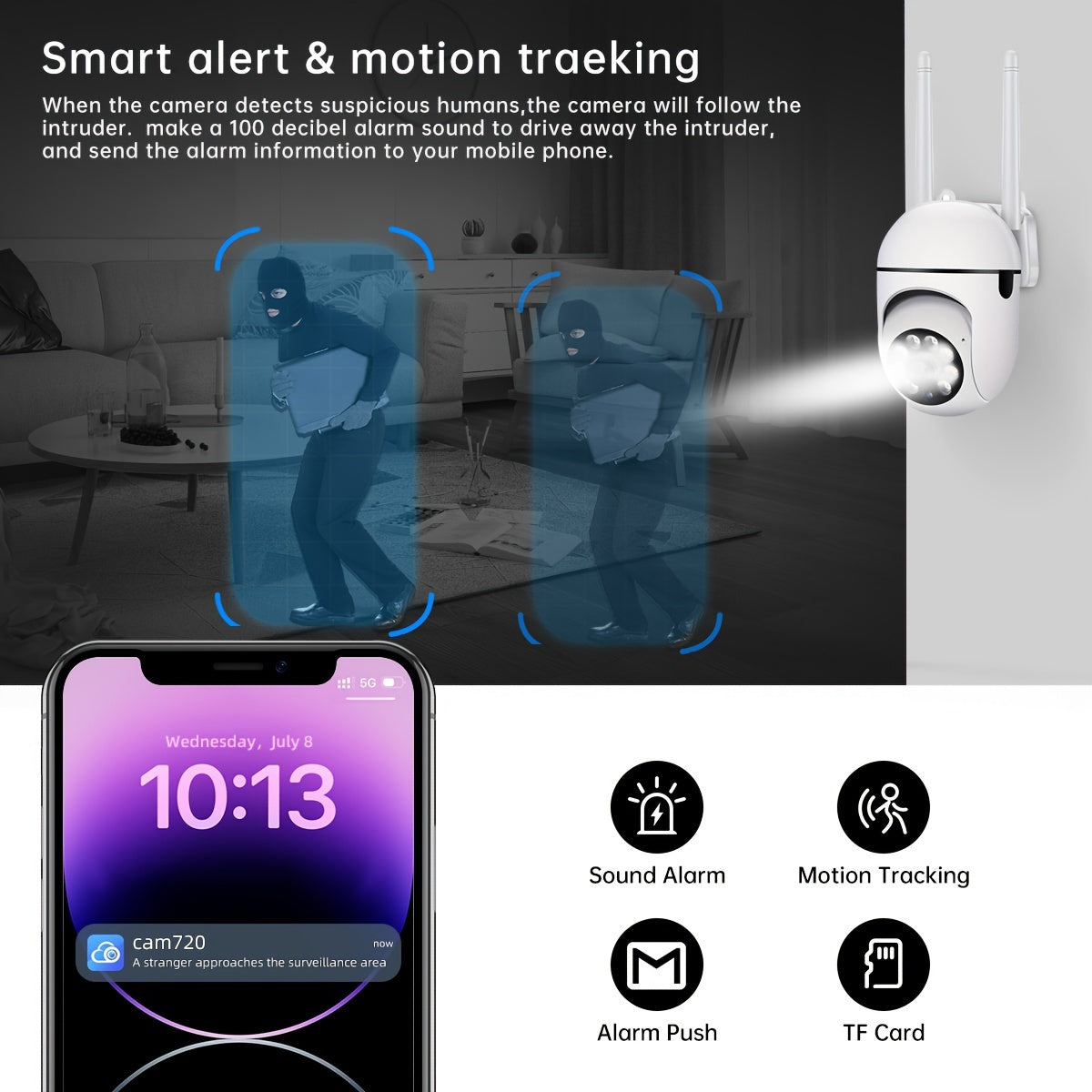 Full Color Night Vision Wireless 1080p HD Indoor/Outdoor Camera 2 Way Audio