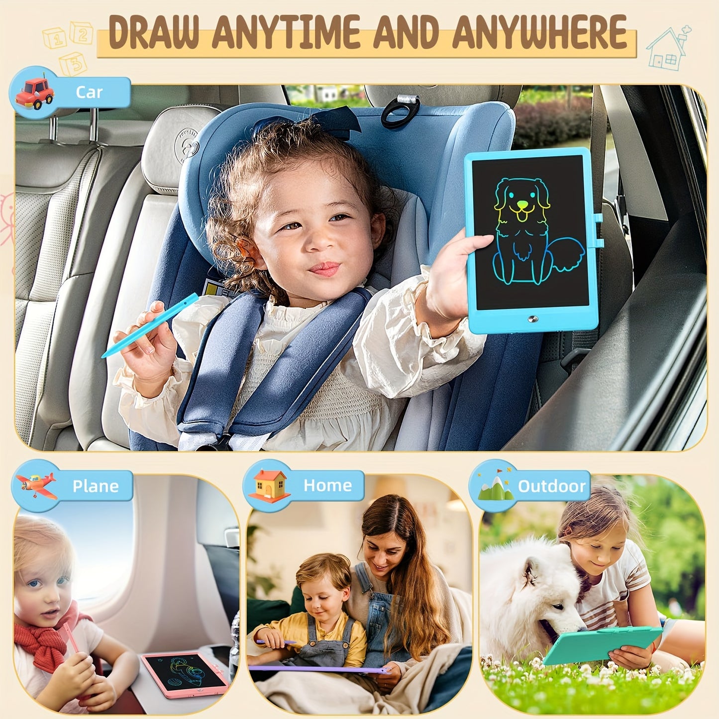 2pcs LCD Writing Board 8.5 Inches, Toys 3 4 5 6 7 8 9 10 Year Old Boys And Girls, Color Graffiti Board Drawing Board, Gifts For Boys Learning To Walk 3-12 Years Old, Memo Board, Drawing Board