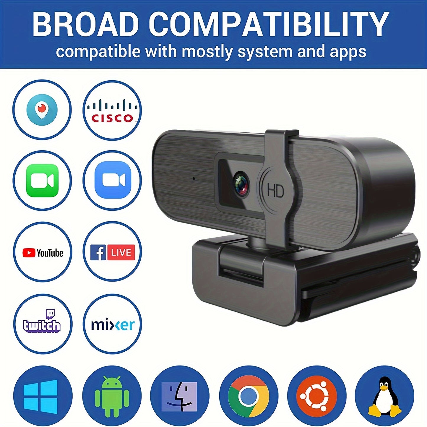 Plug & Play 4K Webcam with Auto-Zoom, Remote Control, Privacy Cover, and Built-in Mic for PC/Laptop - Ideal for Video Calls & Conferencing