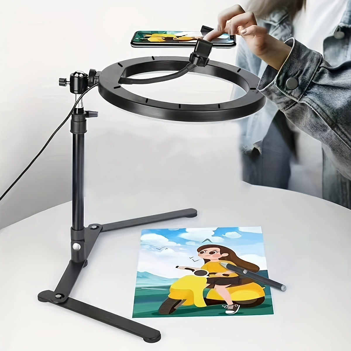10" Selfie Ring LED Fill Light With Phone Holder, Adjustable Tripod Stand