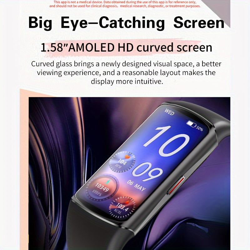 Sports Style Women's Smart Bracelet/Smart Watch - Exquisite and elegant design with sporty elements, HD large screen display, water drinking reminder, customizable dial, sports data tracking and recording, sleep monitoring, weather forecast, stopwatch, H