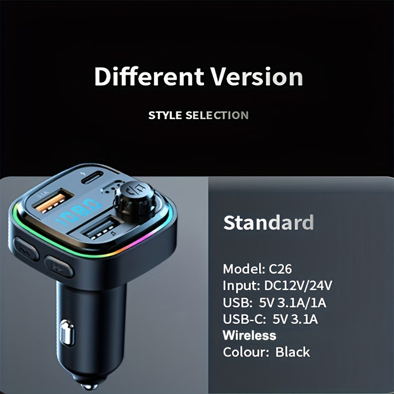 BT Car MP3 Player Charger - Multifunctional Car Fast Charging Charger - For All Vehicles - Suitable for Music Lovers & Drivers - Perfect Gift for Car Enthusiasts