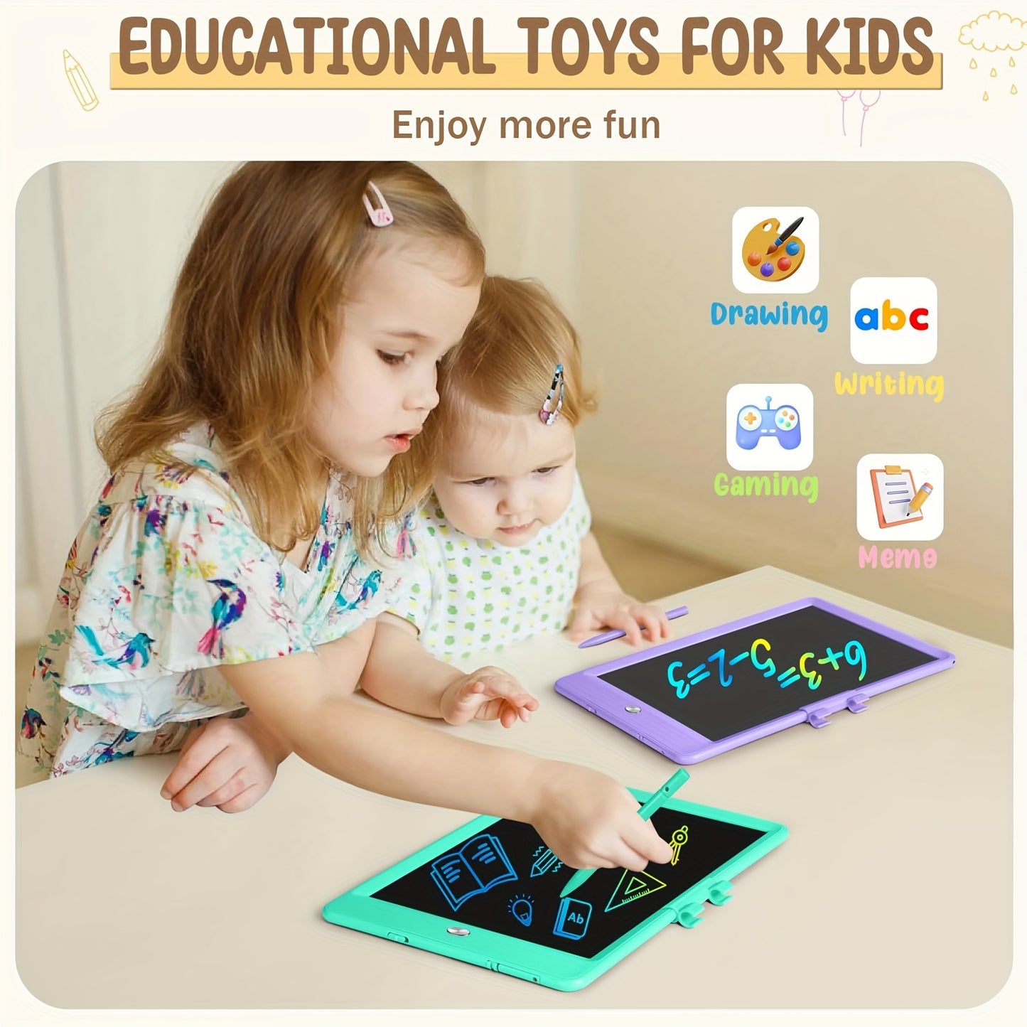 2pcs LCD Writing Board 8.5 Inches, Toys 3 4 5 6 7 8 9 10 Year Old Boys And Girls, Color Graffiti Board Drawing Board, Gifts For Boys Learning To Walk 3-12 Years Old, Memo Board, Drawing Board
