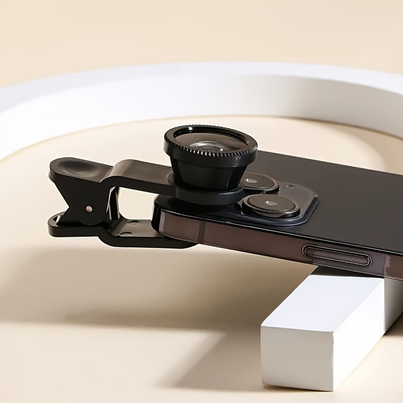 3-in-1 Phone Lens Kit - Aluminum Alloy Clip-On Fisheye, Macro, and Wide Angle Set