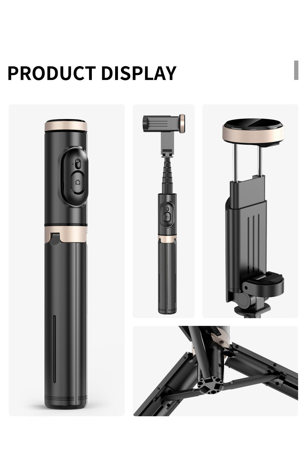 Portable Aluminum Alloy Phone Selfie Stick, Extendable Mobile Phone Tripod, Integrated Wireless Remote Hands Free Shooting For Apple IPhone And Android Smartphones 4''-7"