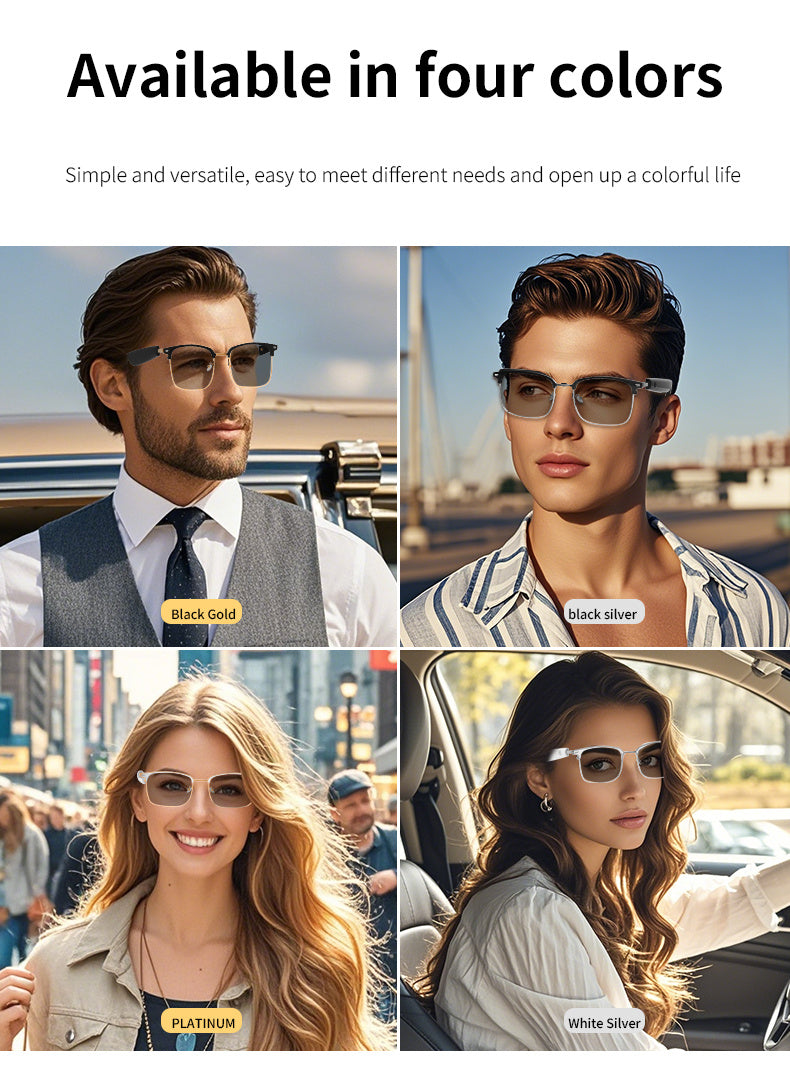 Smart Glasses With Automatic Color-changing Lenses, Touch Control, Built-in Microphone, High-resolution Audio, Wireless, Rechargeable Battery, Blue Light Protection, Suitable For Office, Outdoor, Sports, Driving, Music Playback, Hands-free Calls - The Pe