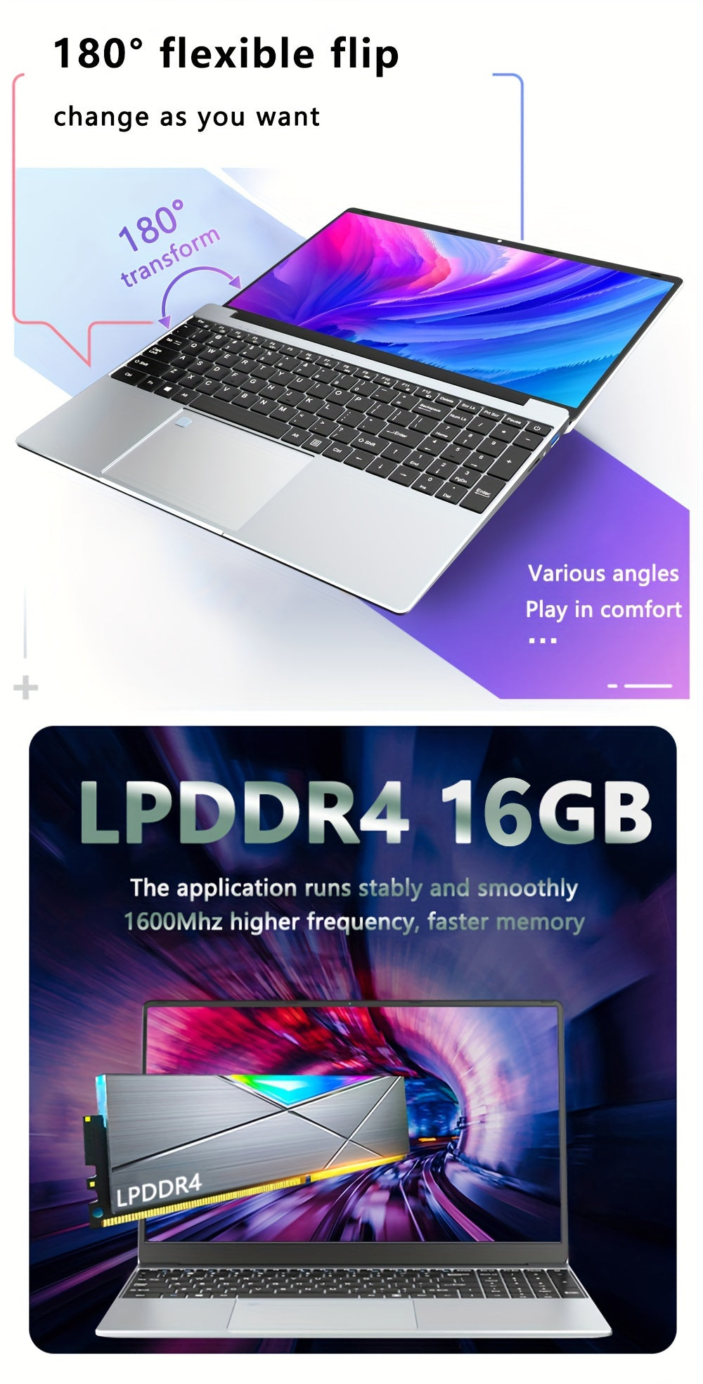 KUU Yepbook 15.6 Inch 16GB Laptop Computer Pc 512GB SSD Notebook Intel Celeron N5095 Computer Backlit With Fingerprint WiFI Wireless 4.2 Camera