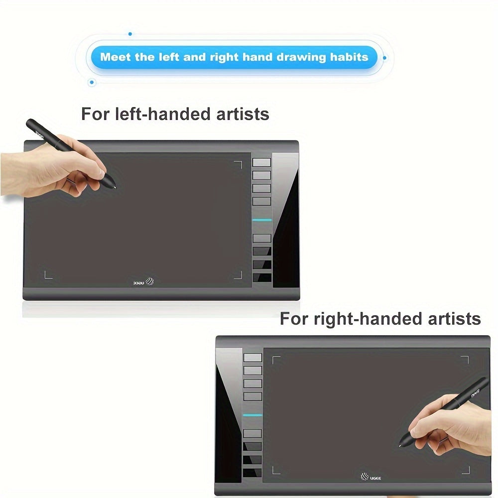 Graphics Drawing Tablets, UGEE M708 10 X 6 Inch Large Active Area Drawing Tablet With 8 Hot Keys 8192 Levels Pen Graphic Tablets For Computer Digital Art Creation Sketch For Windows Mac Os And Linux