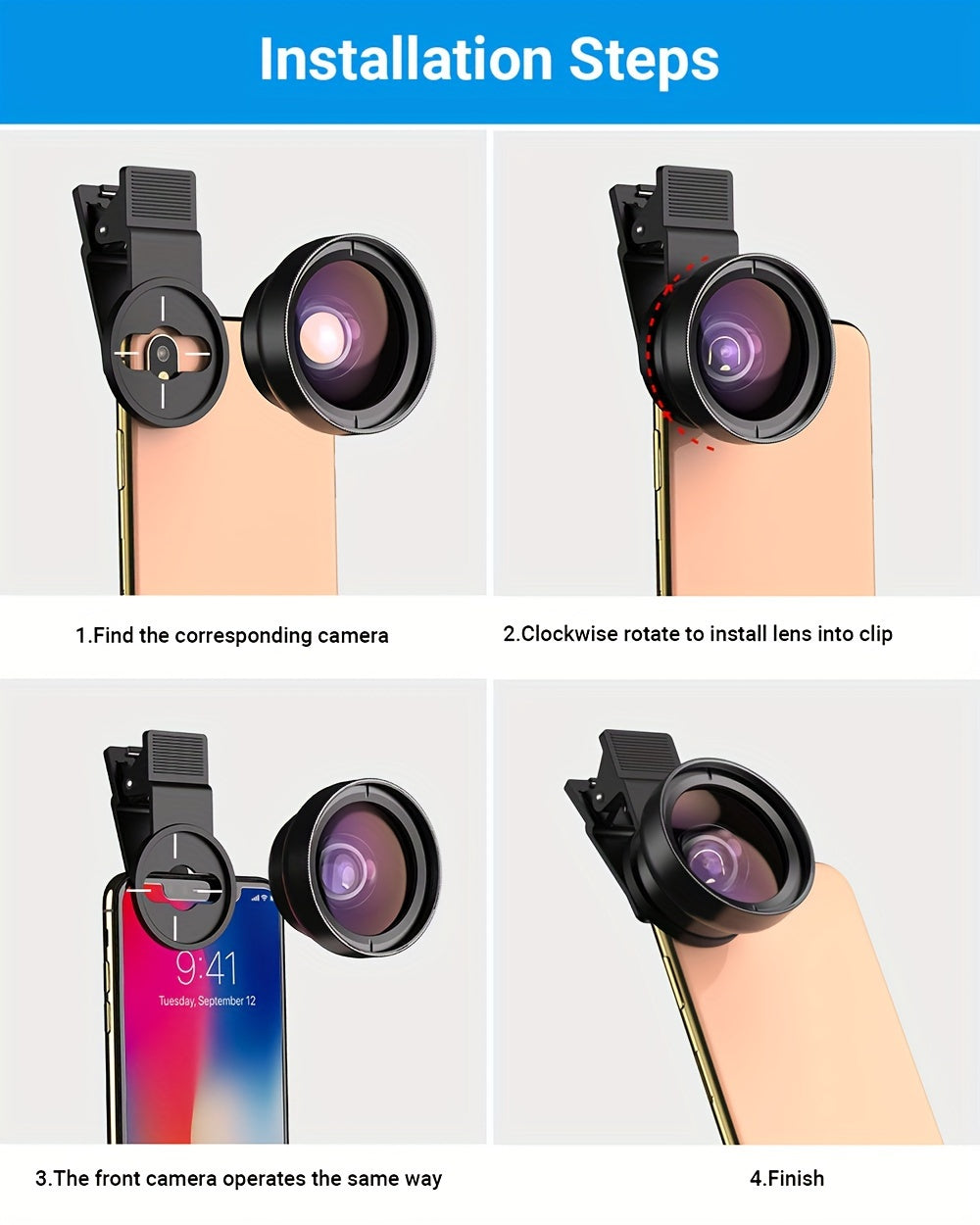 APEXEL 2-in-1 HD Smartphone Camera Lens Kit - Clip-On Wide Angle & Macro Lenses, Aluminum Alloy, Compatible with Most Phones, APEXEL