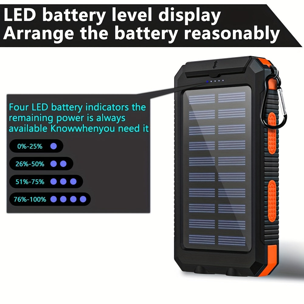 30000mAh Solar Charger Power Bank - Portable Solar Phone Battery Panel Charger, QC3.0 Dual USB Port Battery Pack Charger Portable for All Cell Phones
