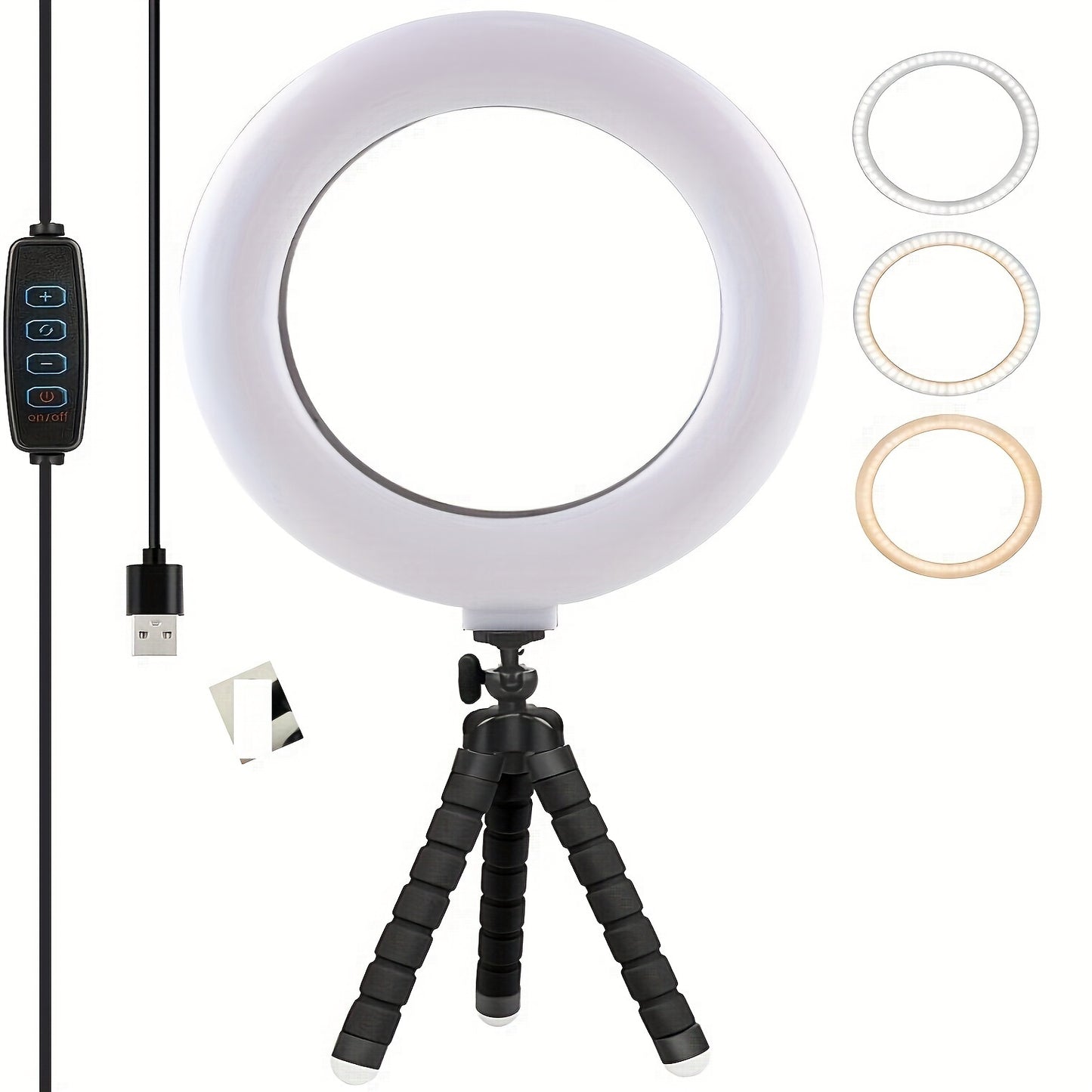Live Fill Light Beauty Light Fill Light Desktop Beauty Lighting Light Net Red Light Photo Indoor Face Light Beauty Light Mobile Phone Shooting Vibrating Light Bracket Ring Soft Light, 6 Inch Light Plus Sponge Bracket