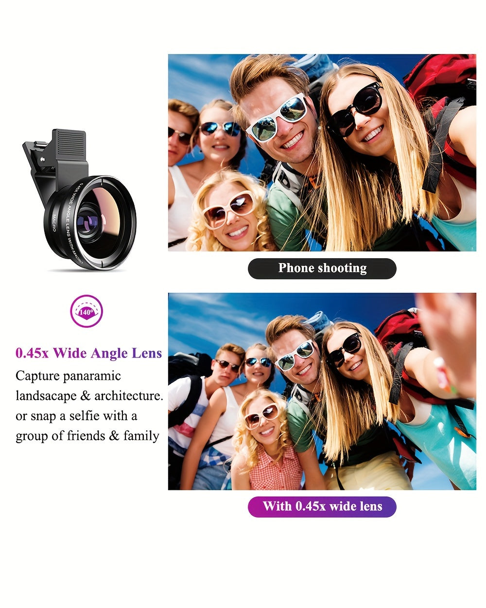 APEXEL 2-in-1 HD Smartphone Camera Lens Kit - Clip-On Wide Angle & Macro Lenses, Aluminum Alloy, Compatible with Most Phones, APEXEL