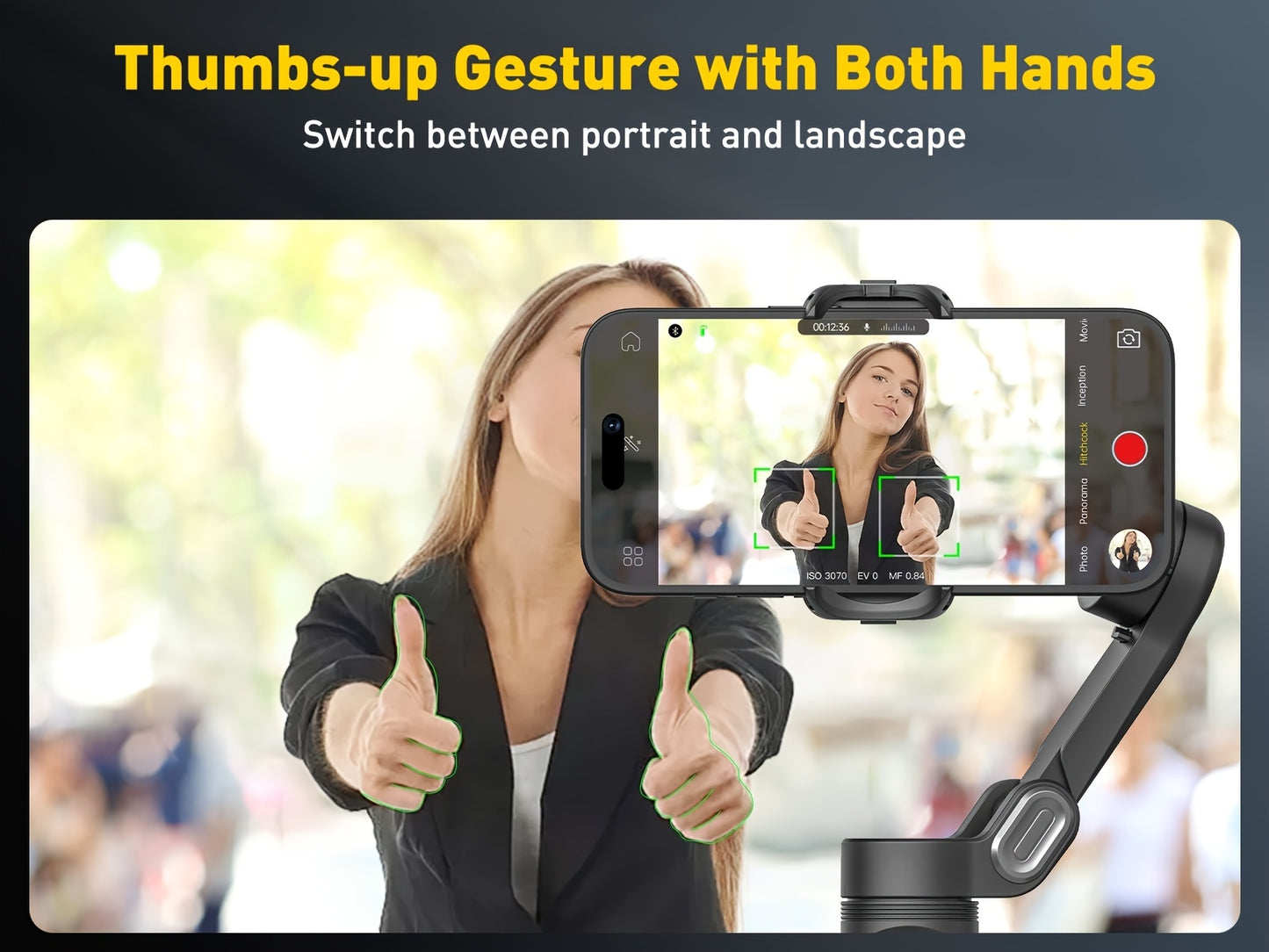 AOCHUAN Smart X Smartphone Gimbal Stabilizer For IPhone 15/14/13 Pro Max - Built-in LED Light, 3-Axis Foldable - For Video Recording & Vlogging - Perfect Gift for Content Creators & YouTubers