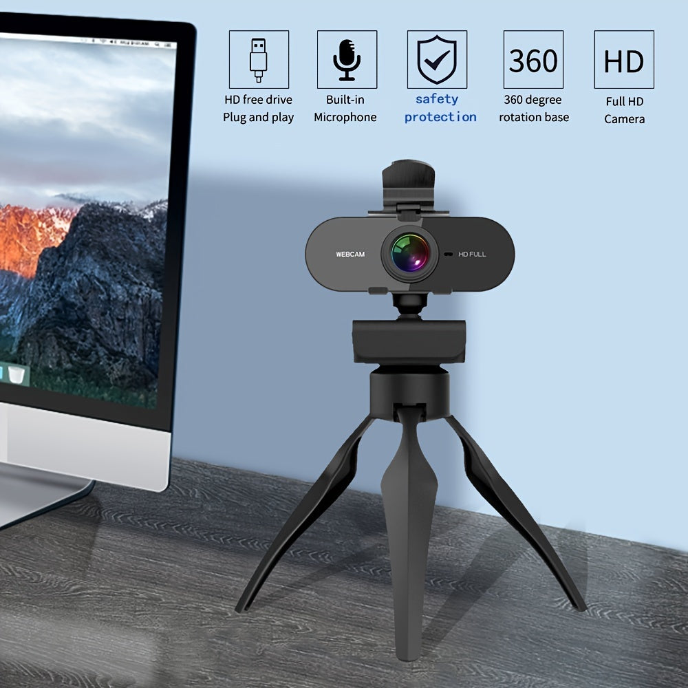 HD Full Web Camera with Microphone, USB Powered, Auto Exposure, Fixed Focus, Prime Lens