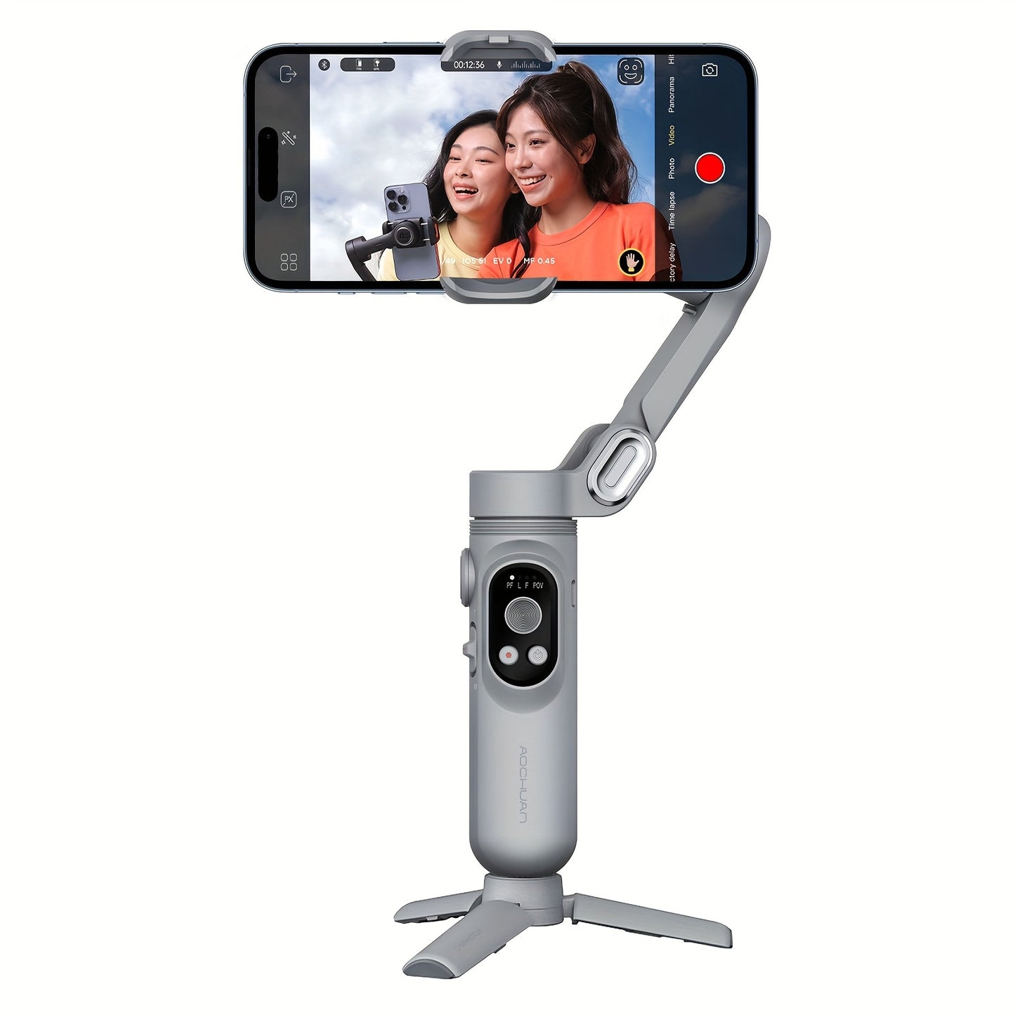 AOCHUAN Smart X Smartphone Gimbal Stabilizer For IPhone 15/14/13 Pro Max - Built-in LED Light, 3-Axis Foldable - For Video Recording & Vlogging - Perfect Gift for Content Creators & YouTubers