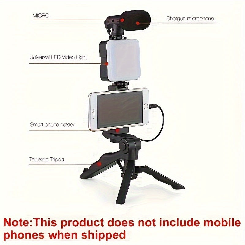 Professional Live Streaming Kit - Handheld Gimbal & Stabilizer with LED Light, Tripod, Microphone, and External Camera Connectors