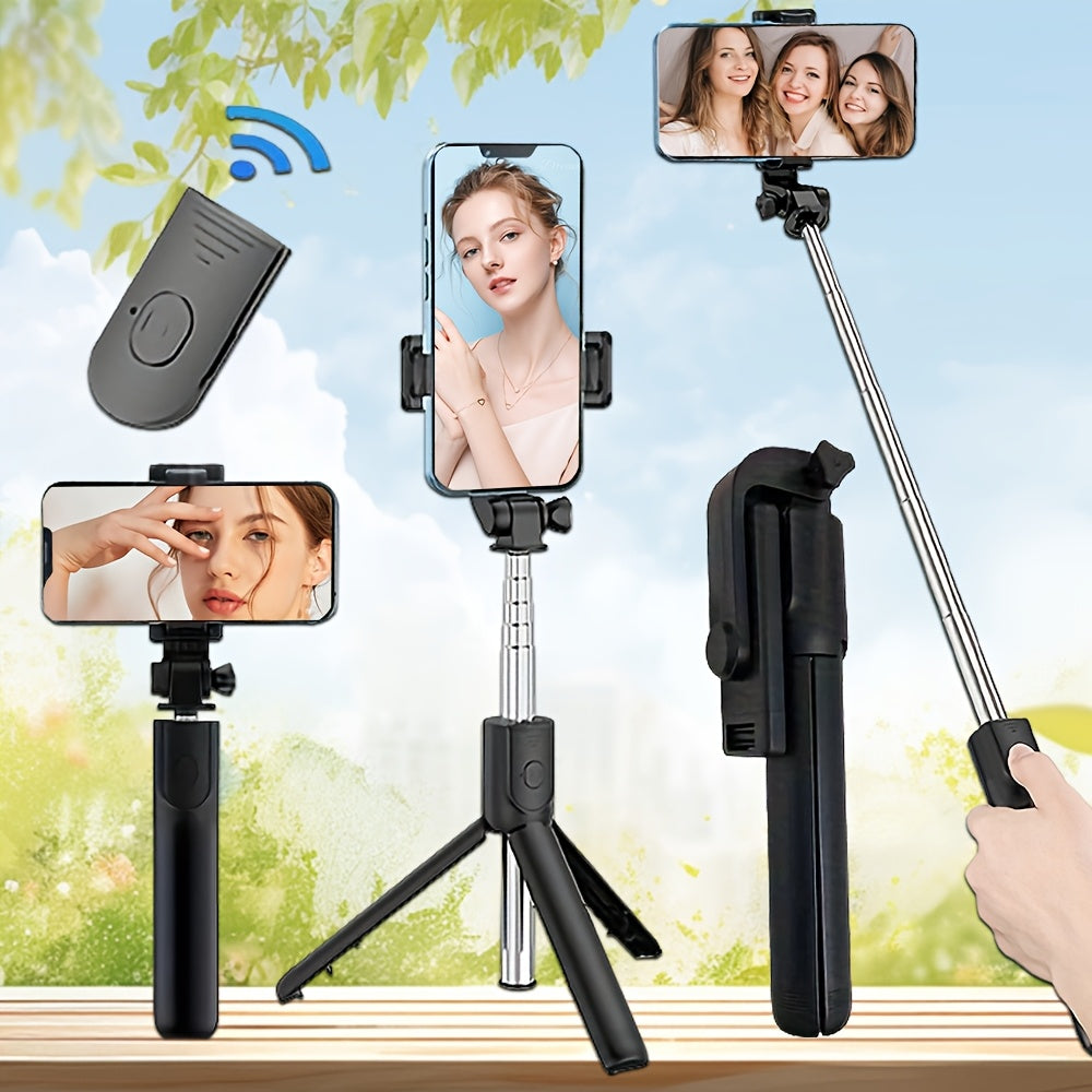 Selfie Pole with Three-legged Stand, Mobile Phone Universal Selfie Artifact 360-degree Rotation, Handheld Anti-shake Gimbal Travel Portable, Wireless Photography Live Shooting Bracket