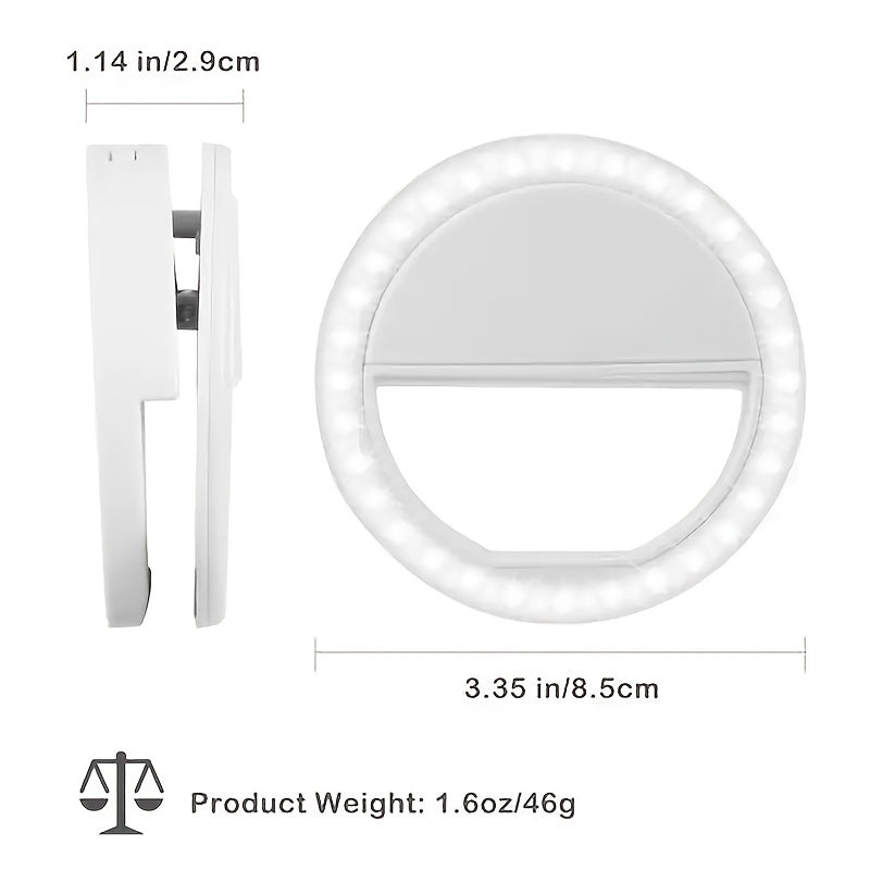 AAA Battery Mobile Phone Accessories Portable LED Ring Mini Fill Light Selfie Flash Ring Light For Phone Live Streaming Video Make Face Beauty