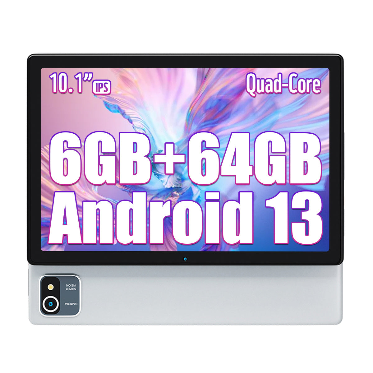 AEEZO 10.1-inch Silvery Tablet, Android 13 System, 64GB ROM, 6GB RAM, Quad-core CPU, 5000mAh Battery, Wireless Keyboard And Mouse, Stylus Pen, Sold Separately