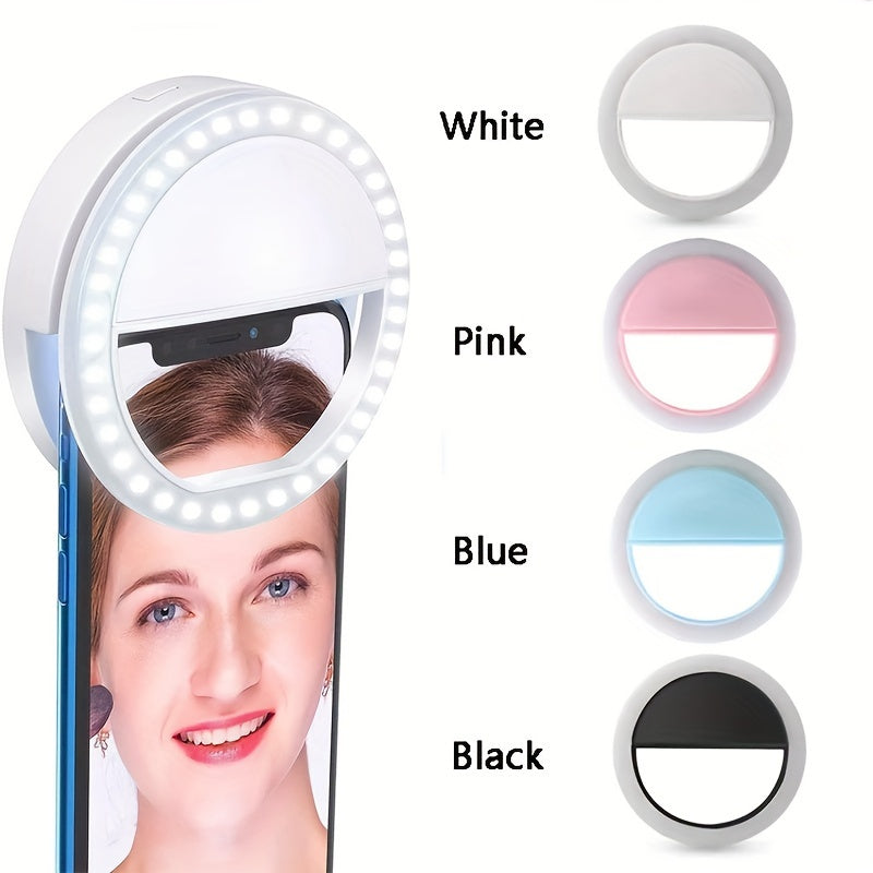 AAA Battery Mobile Phone Accessories Portable LED Ring Mini Fill Light Selfie Flash Ring Light For Phone Live Streaming Video Make Face Beauty