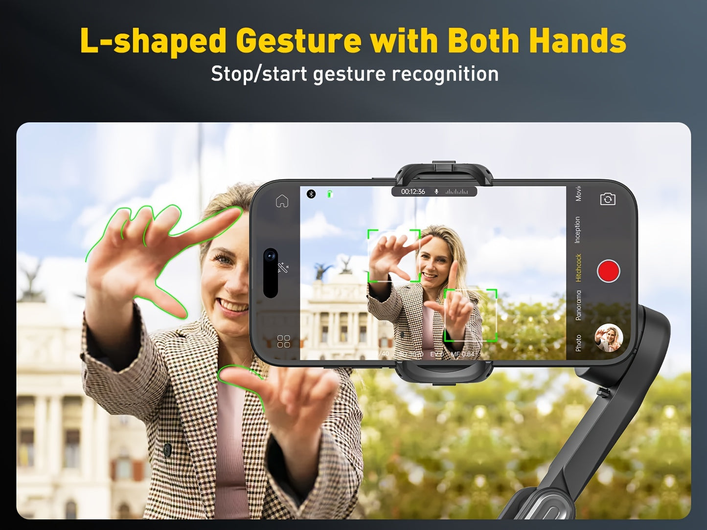 AOCHUAN Smart X Smartphone Gimbal Stabilizer For IPhone 15/14/13 Pro Max - Built-in LED Light, 3-Axis Foldable - For Video Recording & Vlogging - Perfect Gift for Content Creators & YouTubers