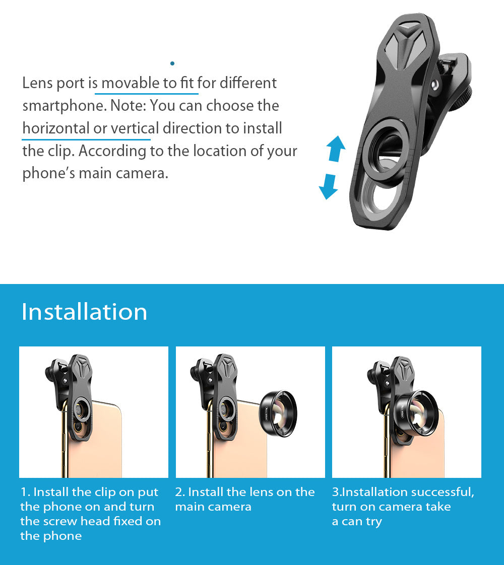 APEXEL HD Optic Camera Phone Lens 100mm Macro Lens With 17mm Universal Clip For IPhone Samsung Xiaomi Most Smartphones