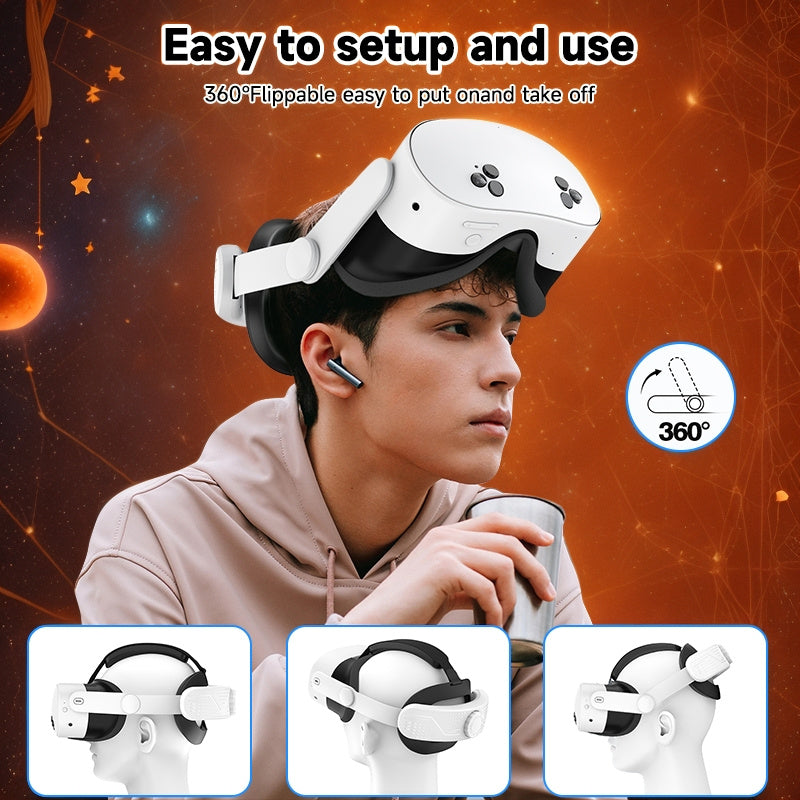 Meta Quest 3S VR Headset with One-Click Adjustable Fit, Enhanced Comfort & Support, Quick Swap Design, Ergonomic Padded Accessories, Extended Wear Time - Secure Straps Included
