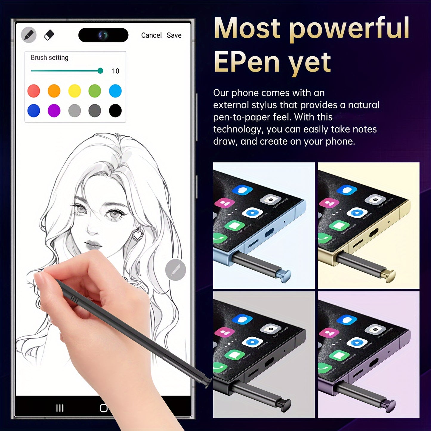 Ultra-Slim 6.8" Android Smartphone - Dual SIM, 8GB 256GB, 6800mAh Fast-Charging Battery, Built-in Stylus Pen, Face Unlock, Expandable Storage to 512GB, USB-C, 5G Connectivity, 1080P HD Display - For Tech Enthusiasts - Perfect for Christmas & Halloween Gi