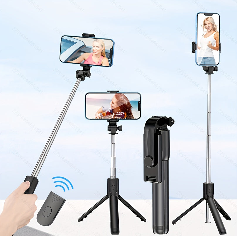 Selfie Pole Fully Automatic Multifunctional Tripod Mobile Phone Holder Desktop Photography Latest Travel Model - Aluminum Alloy - For Smartphone Users - Perfect for Travel, Vlogging & Live Streaming - Ideal Gift for Photographers & Social Media Enthusias