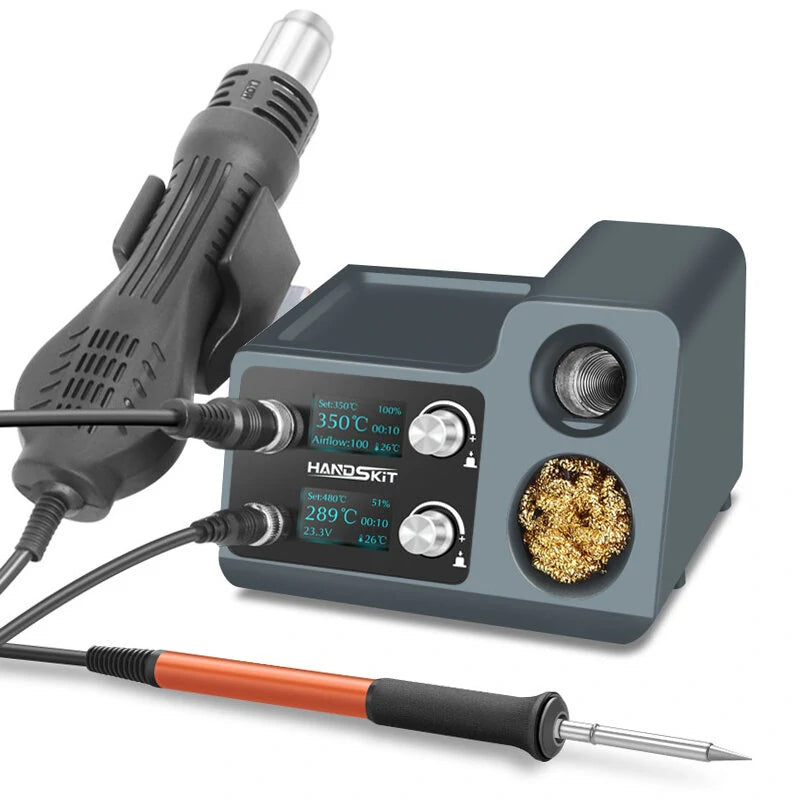 HANDSKIT ST12A 2 in 1 Hot Air Gun Soldering Station OLED Digital Adjustment Auto Sleep 1s-6s Fast Heating Repair Tool