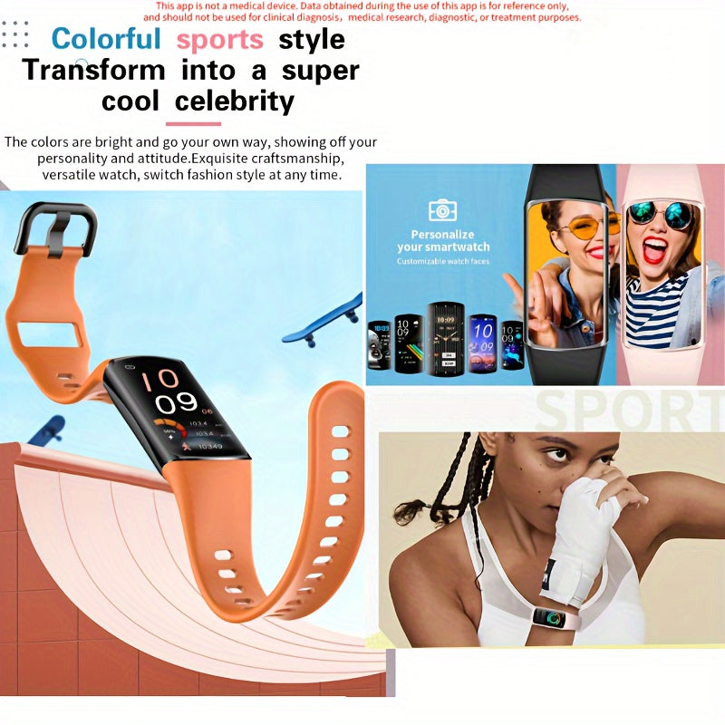 Sports Style Women's Smart Bracelet/Smart Watch - Exquisite and elegant design with sporty elements, HD large screen display, water drinking reminder, customizable dial, sports data tracking and recording, sleep monitoring, weather forecast, stopwatch, H