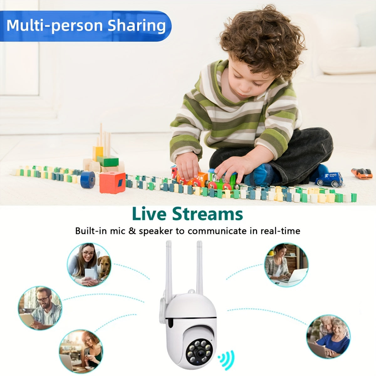 Full Color Night Vision Wireless 1080p HD Indoor/Outdoor Camera 2 Way Audio