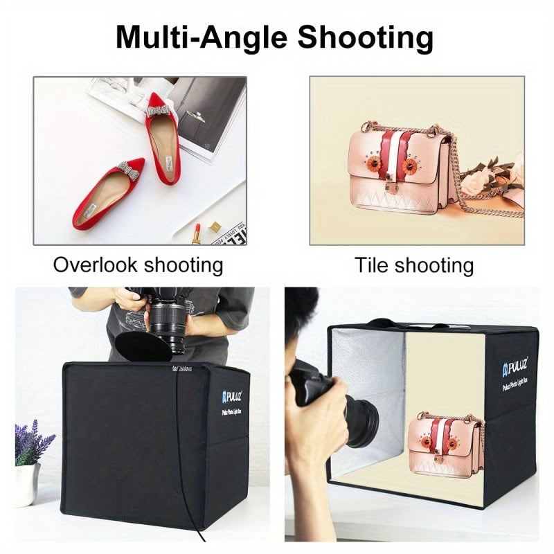 PULUZ Portable 16" Ring Light Studio with USB Power, Foldable Photo Tent Box & 6 Dual-Sided Color Backdrops - Ideal for Professional Photographers, Portable Photo Studio Light Box, PULUZ