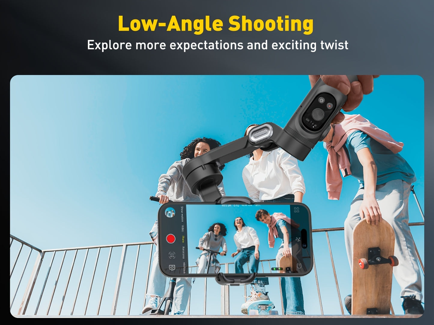 AOCHUAN Smart X Smartphone Gimbal Stabilizer For IPhone 15/14/13 Pro Max - Built-in LED Light, 3-Axis Foldable - For Video Recording & Vlogging - Perfect Gift for Content Creators & YouTubers