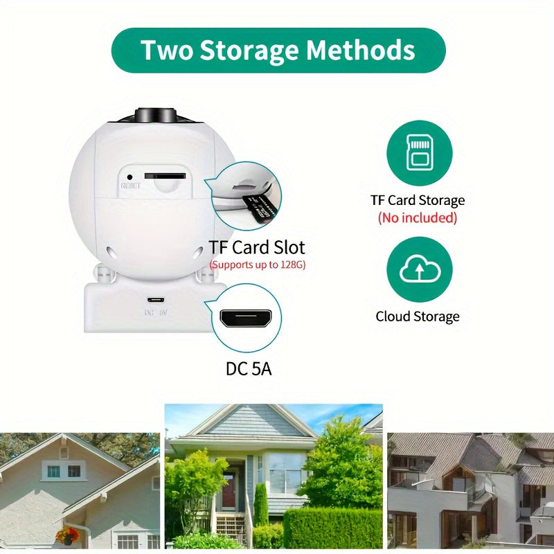 Wireless 1080P HD Security Camera with Color Night Vision, Two-Way Audio, Pan/Tilt/Zoom - WiFi Smart Home & Pet Tracking Camera, Perfect for Christmas & Thanksgiving Gifts