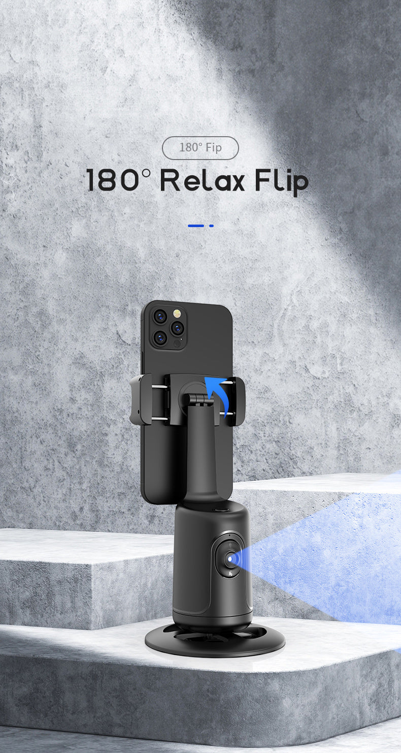 [Popular Choice] 360° Rotating Auto Tracking Phone Holder with Fast Face & Object Tracking - Portable All-in-One Smart Selfie Stick, Tripod for Vlog, Live Streaming - USB Rechargeable, Compatible with Apple, for SamSung & More - Ideal for Photography, Tr