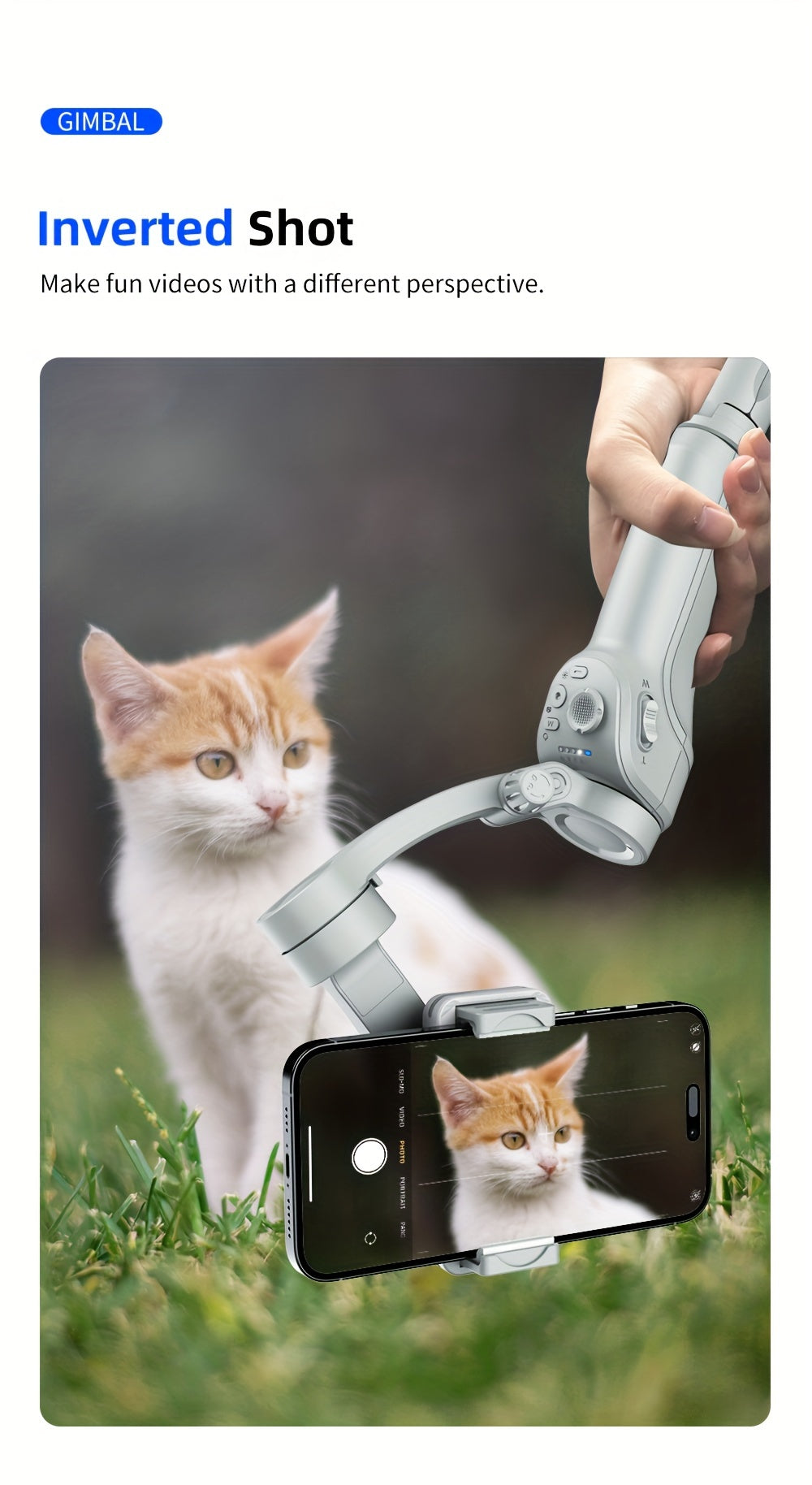 Smartphone Gimbal Stabilizer, Intelligent Gimbal, 3-Axis Smartphone Gimbal, Target Tracking, Portable and Foldable, Automatic Tracking Smartphone Stabilizer, Smartphone Gimbal with ActiveTrack, Stabilizer for Video Recording, Vlogging Stabilizer