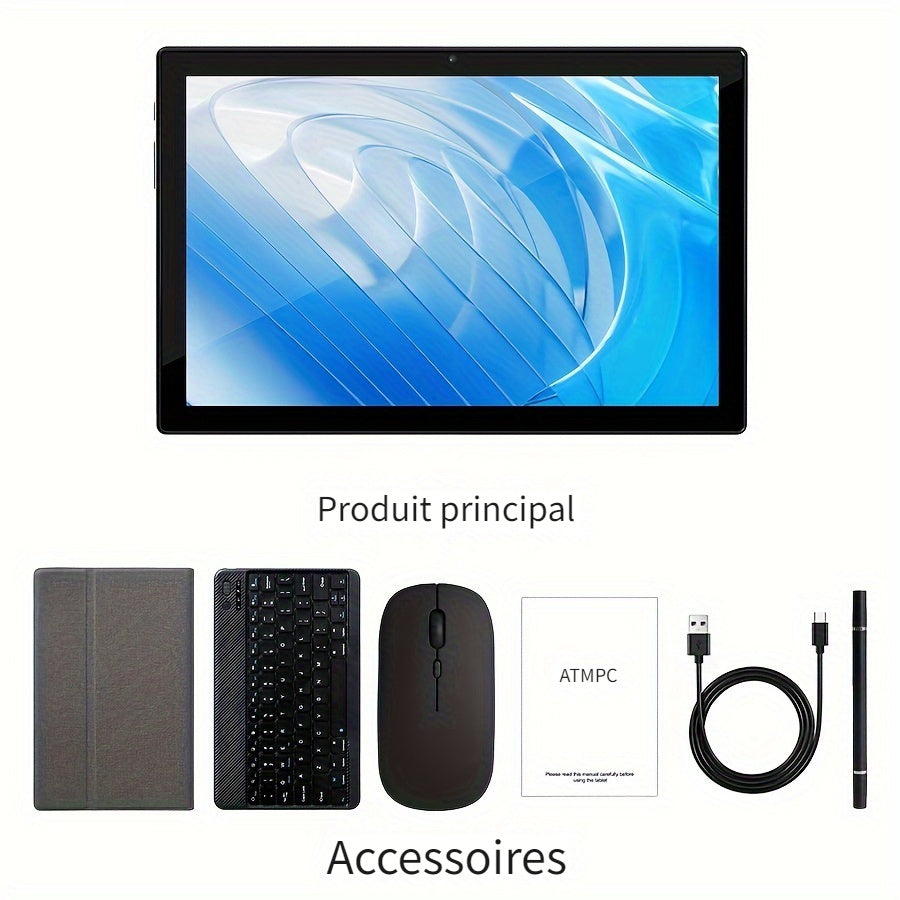 10.1" for Android 14 Tablet with Keyboard, Mouse, Case, Stylus