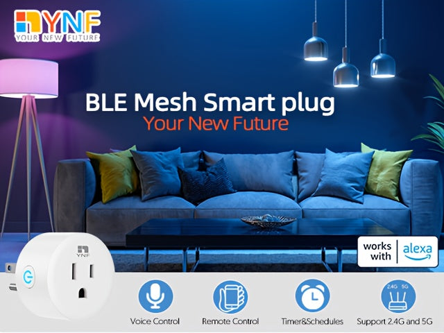 YNF Smart Plug Compatible With Alexa, Easy Setup With Voice Commands, Voice And Remote Control, Timer & Scheduling, Group Control, Stable Connection, Requires Alexa Echo
